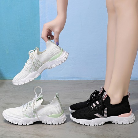 Women's Spring And Summer New Breathable Female Shoes Flying Knitting Shoes Women Net Shoes