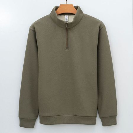Fleece-lined Falf-zip Sweatshirt Pullover Sweater Men's Long-sleeved Hoodie