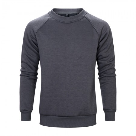 Men's Solid Color Pullover Round Neck Plus Velvet Sweater Warm Long Sleeves